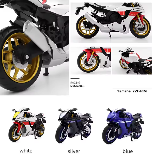 1/12 Scale Yamaha YZF-R1M Motorcycle Model Toy Alloy Diecast Simulation Models Motor Cycle Collection Decoration Boys Toys Gifts