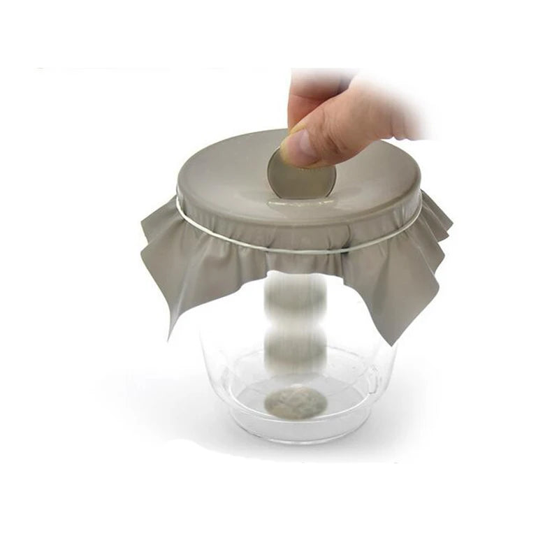 EZ 1pcs Pena Coin Penetration Magic Tricks Dish Coin Thru Rubber Sheet Into Cup Black Hole Magic Trick Mentalism Props Illusion