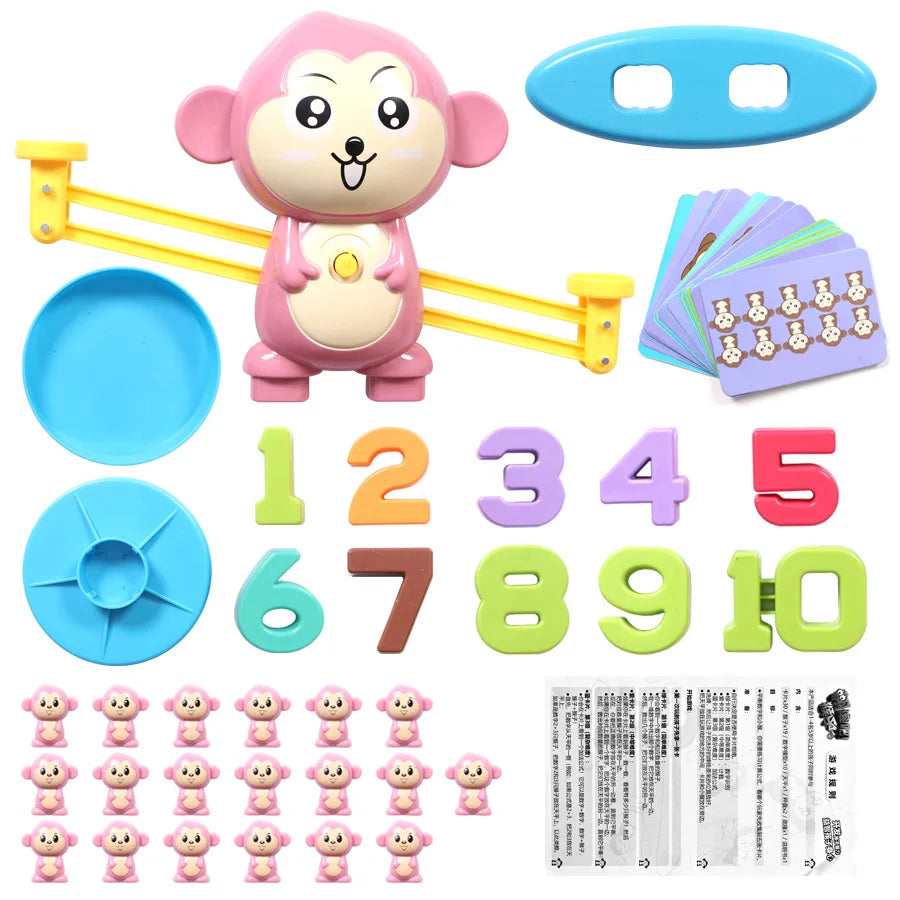 EZ New Montessori Math Toy Monkey Digital Maths Balance Scale Toy Educational Balancing Scale Number Board Game Kids Learning Toys