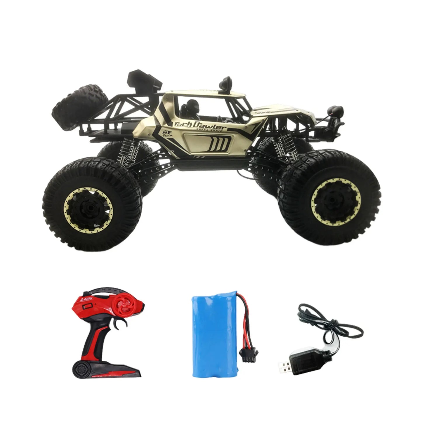 EZ 4WD Metal Alloy Body RC Truck Off-Road 4x4 2.4G 1/8 All Terrain Large Rock Crawler Remote Control Car Toys Gift for Children Toy