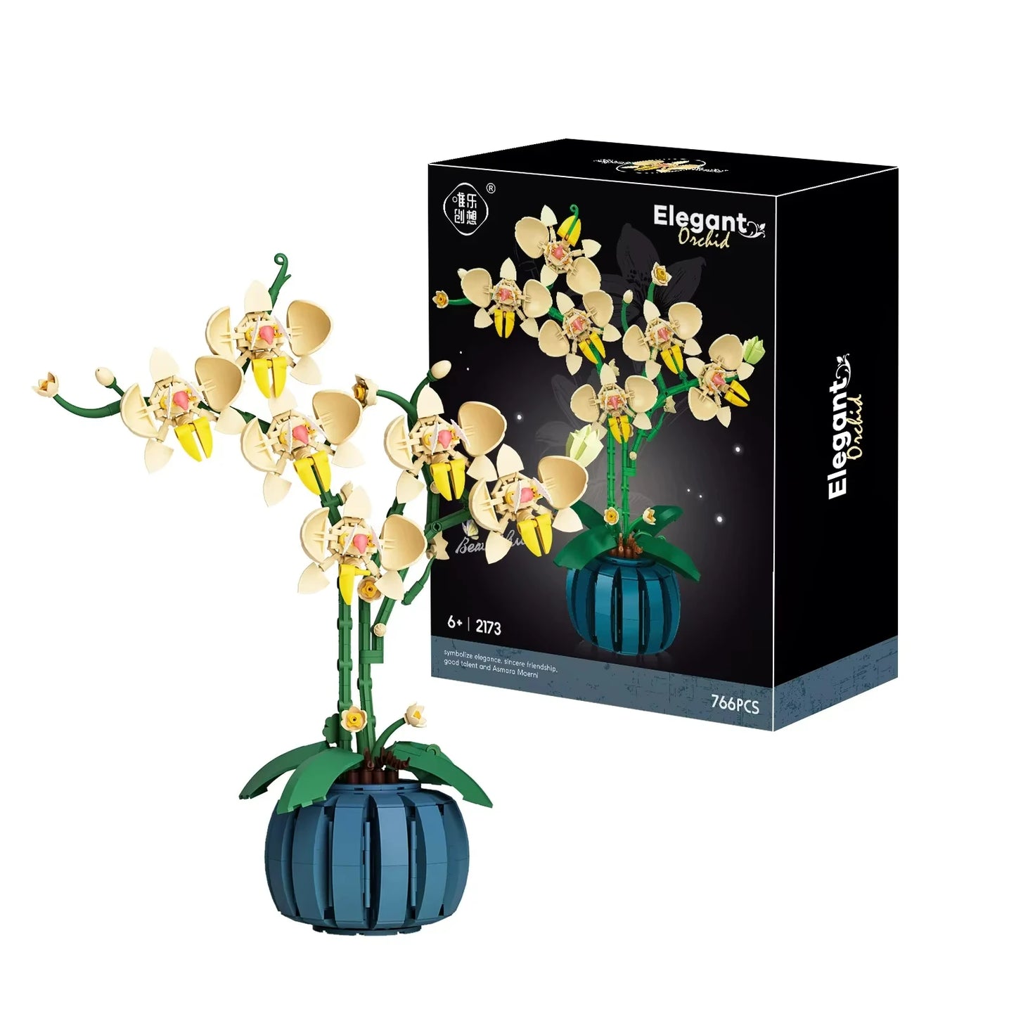 EZ Orchid Flower Building Kit, Plant Botanical Bonsai Collection, Decor Home Office, Blocks Toy for Adults Kids Age 6+, 616PCS