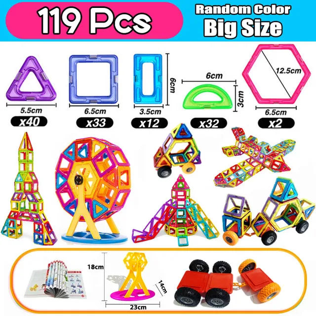 EZ Magnets Toys for Kids Big Size Plus Magnetic Blocks for Children Designer Constructor Set Toys for Boys Building Blocks