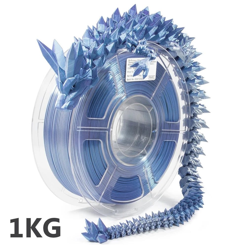 EZ 1Kg Dual Colour 3D Printing Filament silk PLA Blue silver 1.75MM Printing Material Silk PLA silver blue 2 Colours 200g
