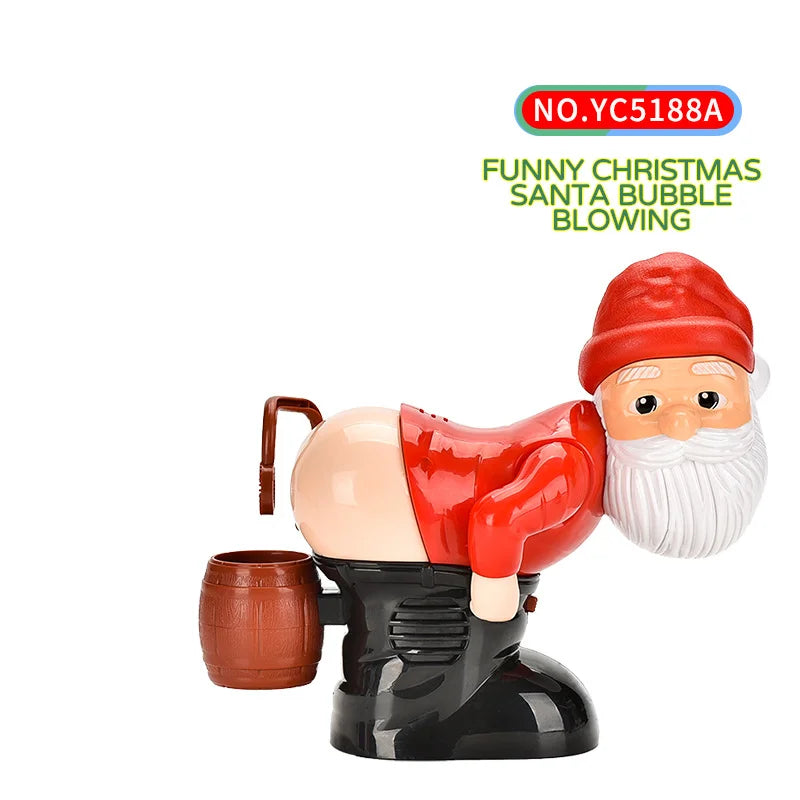 EZ New Christmas Funny Bubble Toy Santa Claus Bubble Machine Electric Santa Butt Bubble Blower With Music Lights Xmas Kids