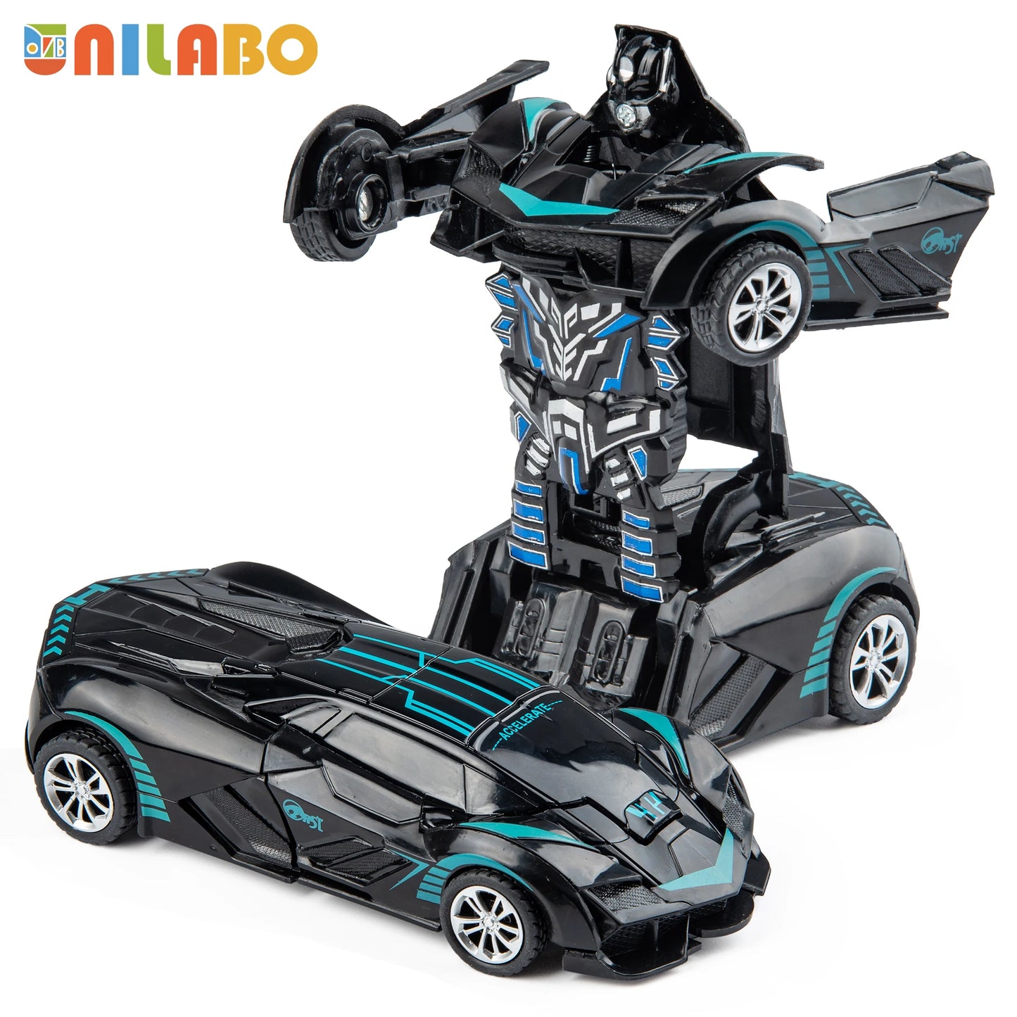 EZ Transformable Robot Sports Car Toys, No Batteries, Educational Kids Gift, Colorful Model Vehicle for Play Learning