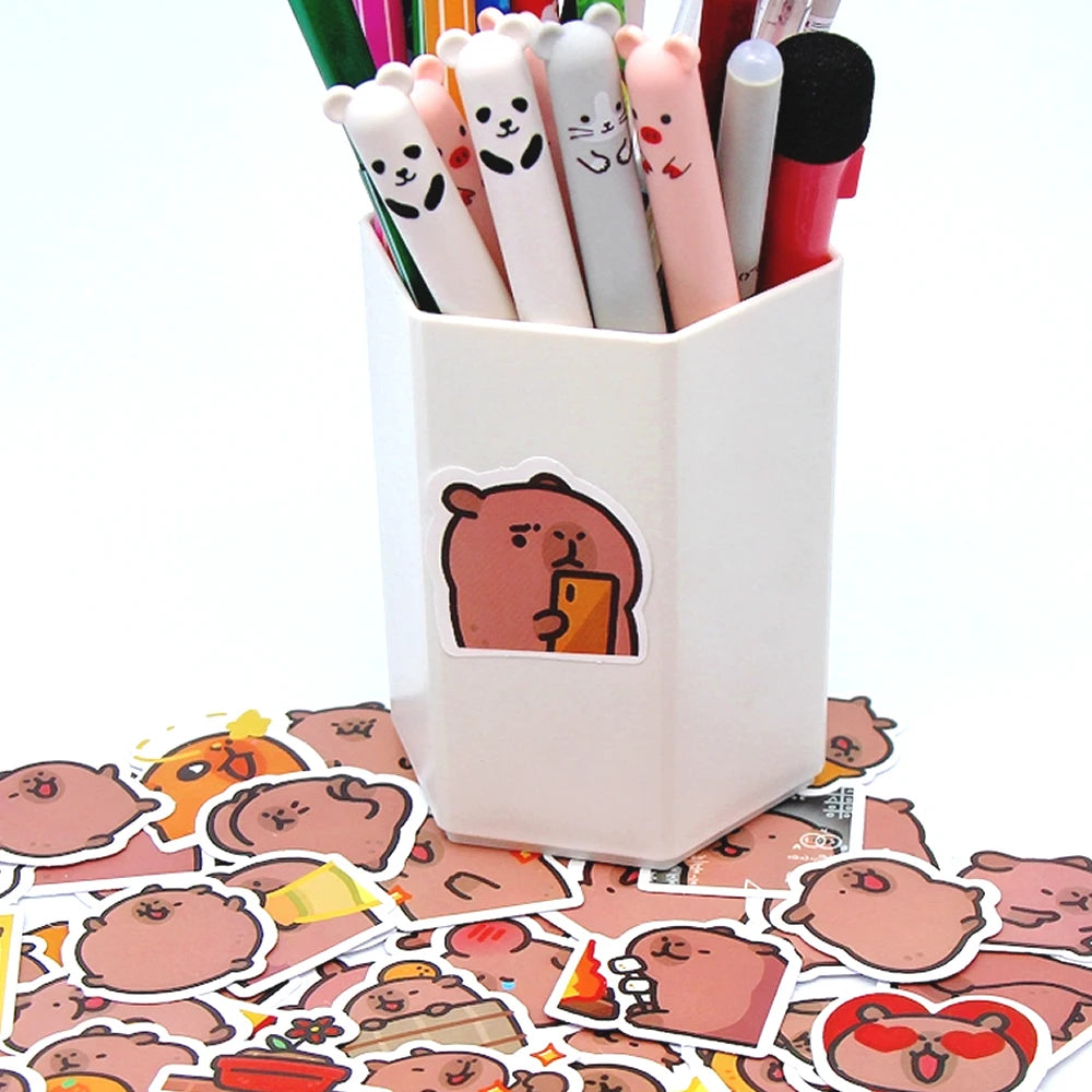 EZ 10/50/100pcs Capybaras Stickers Cartoon Cute Decals Toy Stationery Guitar Phone Bicycle Laptop Luggage Car Graffiti Kids Sticker