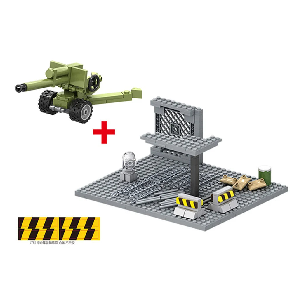 EZ World War 2 WW2 Army Military Soldiers SWAT Police Container Weapon Cannon Base Model Building Blocks Bricks Children's Toys