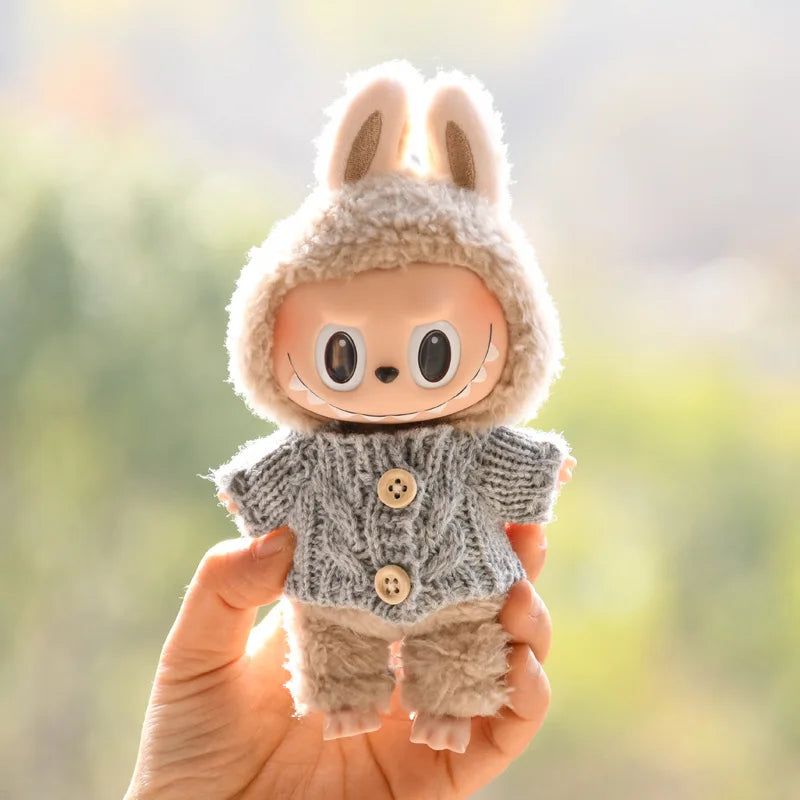 EZ 17cm Cute Mini Plush Doll'S Clothes Outfit Accessories For Korea Kpop Exo Labubu Idol Dolls Sweater Clothing DIY Kids Girl Gift