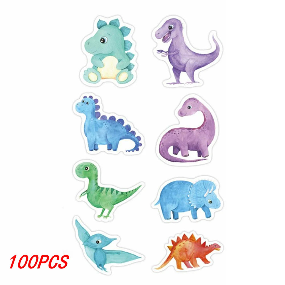 EZ 100-500pcs 1'' Round Dinosaur Stickers for Teacher Reward Stickers School Supplies Animal Incentive Roll Sticker for Home