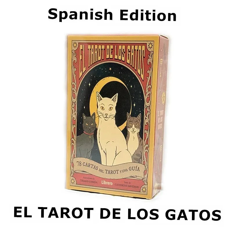 EZ El Tarot De Los Gatos Cards 78 cartas del tarot Spanish Edition Cats Rule Earth Divination Deck Borad Playing Games