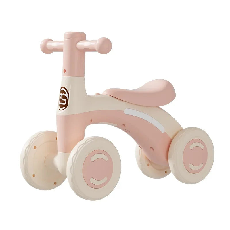 EZ Anti-Tip Baby Balance Bike Ages 1-3 4-Wheel Silent Glider Walker Toy Toddler Training Ride-On with Safety Wheels Indoor Outdoor