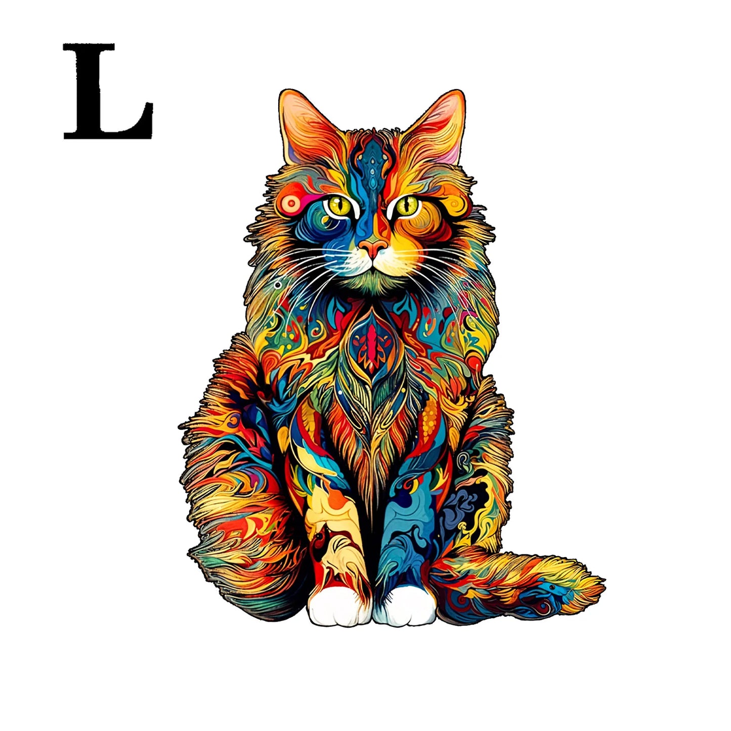 EZ unique Cat Pattern Wooden Puzzle,Irregular Animal Shapes, Leisure toys, The Gift for Halloween, Christmas, Birthday.