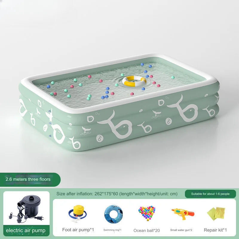 EZ Inflatable Pool with Canopy and Slide,Large Inflatable Swimming Pool for Persons,Family Pool for Backyard, Outdoor