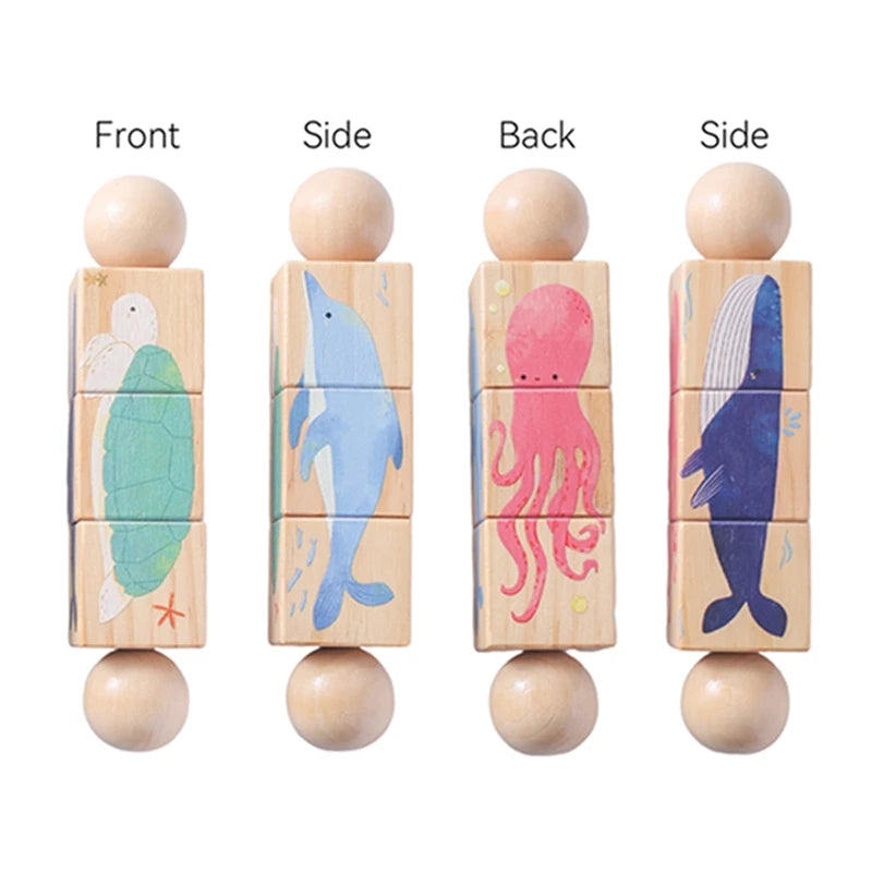 EZ Baby Wooden Rotating Jigsaw Puzzle Hand bell Toy Baby Mobile Musical Rattle Toy Montessori Puzzle Game For Babies Newbaby Gift