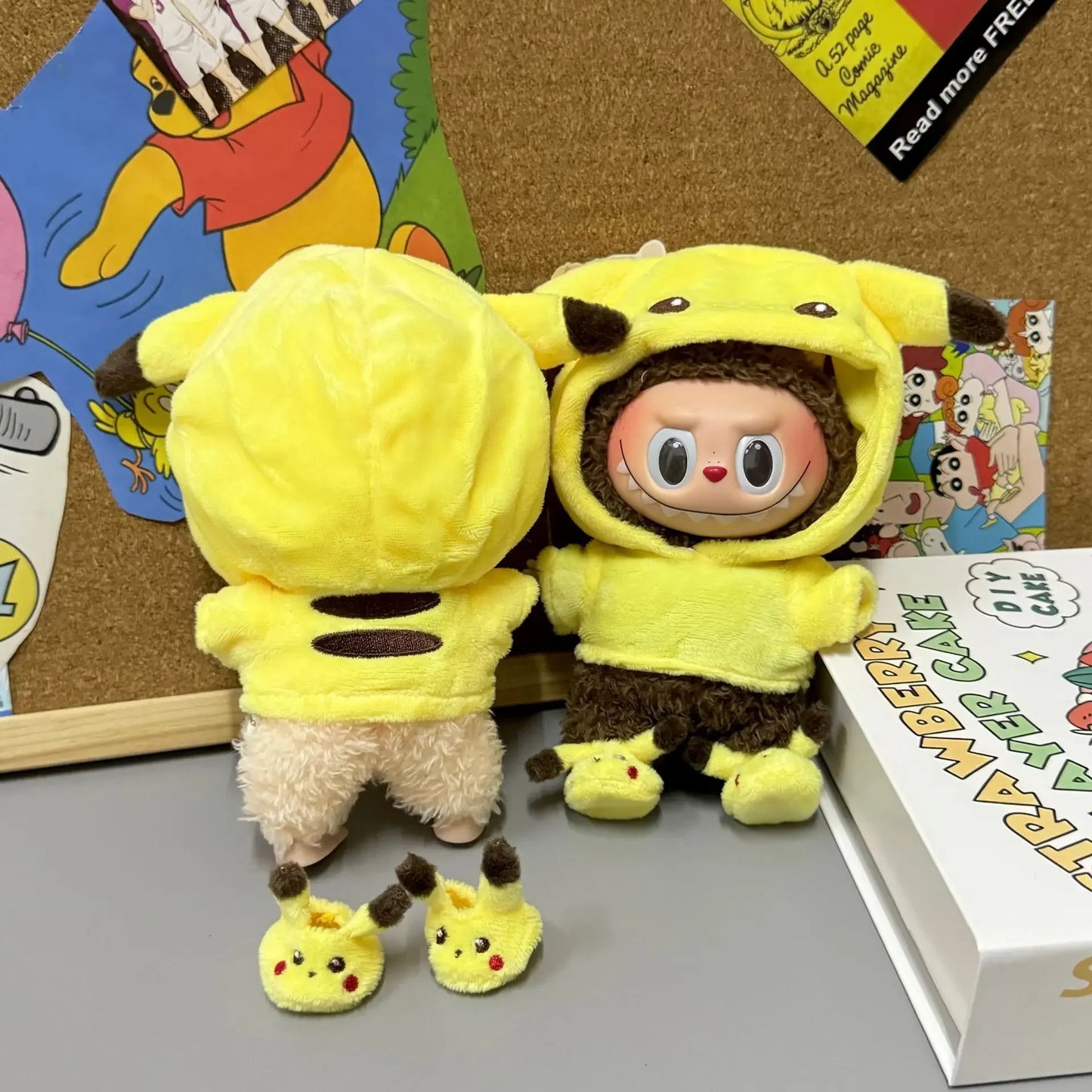 EZ Mini Plush Doll Clothing Set Cute Pikachu Suit Cartoon Labubu Vinyl Doll Kpop Idol Doll Clothing Accessories