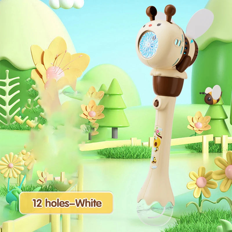 EZ 12 Holes Automatic Handheld Light Up Bubble Blowing Machine Bubble Stick Toys for Kids Outdoor Toy Children Birthday Gift