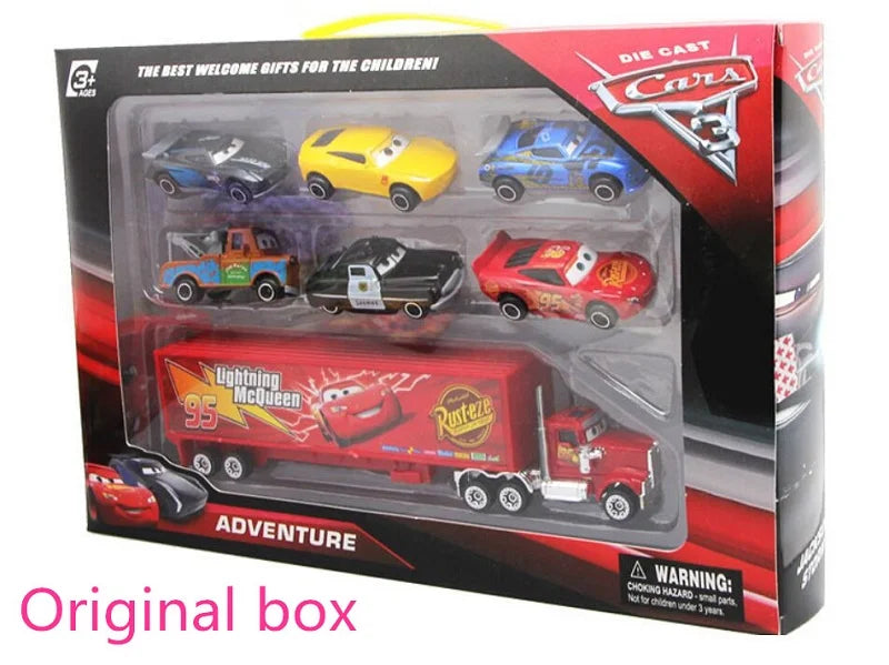 EZ 6-7pcs Disney Pixar Car 3 2 1 Lightning Mcqueen Truck Mack Jackson Storm Diecast Metal racing Car dinoco racer toy Set Boy Gift