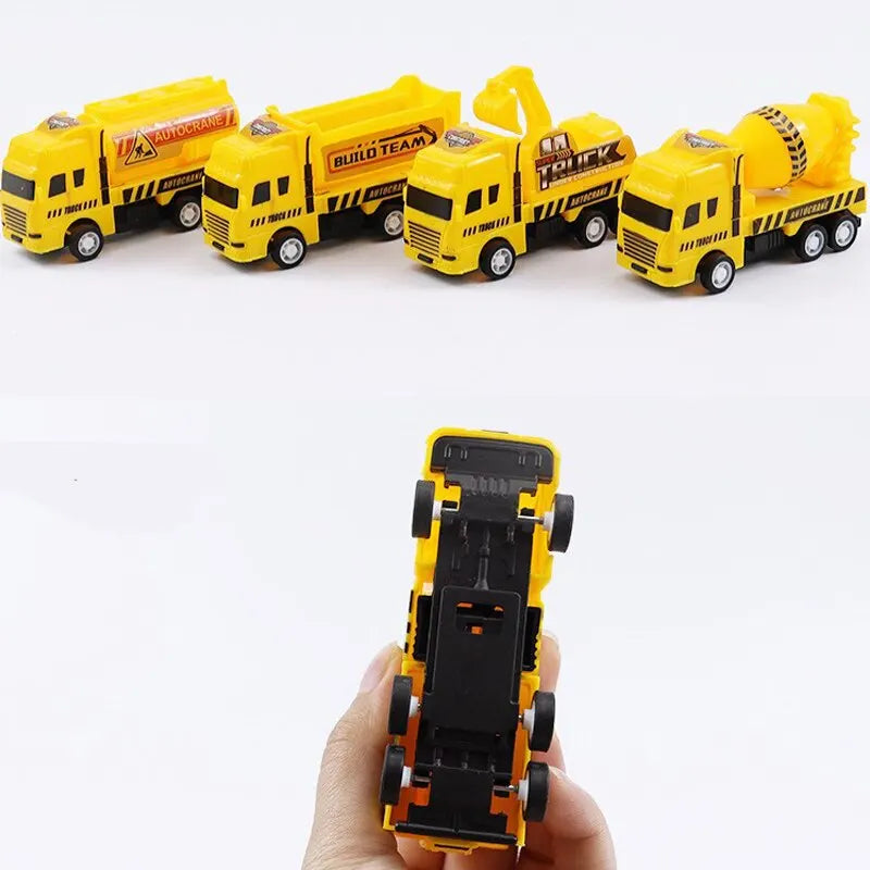 EZ 4 Pcs Small Construction Vehicles, Pull Back & Go Friction Powered STEM Toys for Toddlers, Travel Car Toys Age 3-5 Birthday Gift
