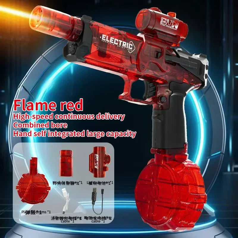 EZ Battle Electric Water Guns,with Gun Muzzle Flame High Capacity Squirt Guns Summer Outdoor Beach Toy for Adult(blue、gray and Red)