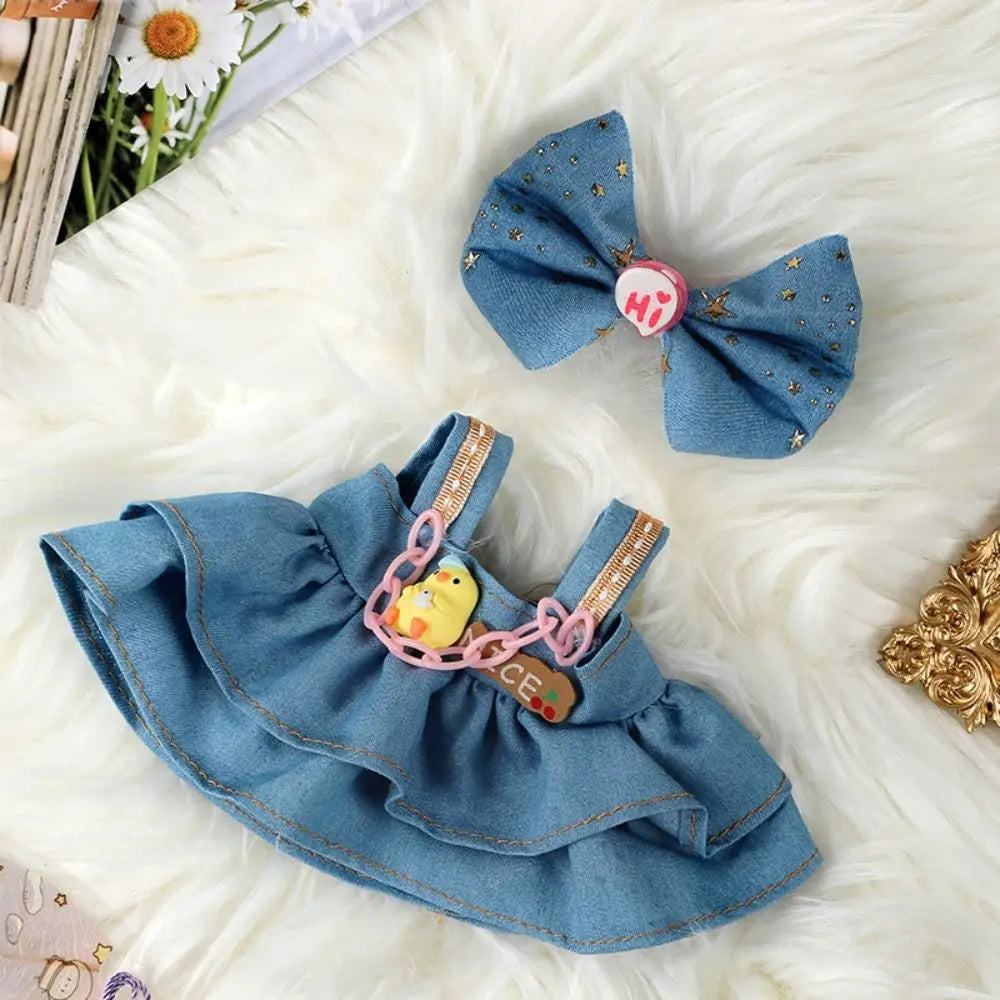 EZ 20cm Cotton Doll Clothes With Headwear Bow Headband Accessories Plush Dolls Dresses Skirt Decoration for EXO Idol Doll Accessory