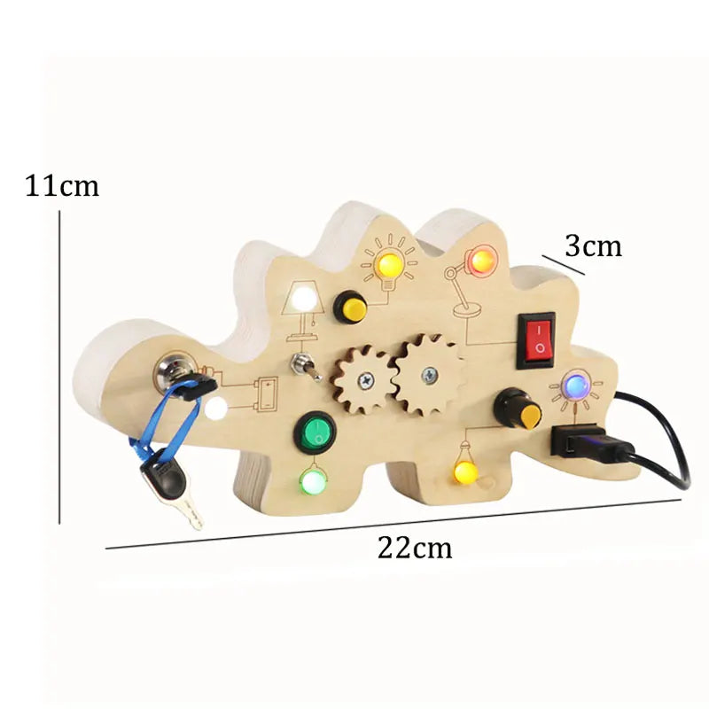 EZ Montessori Busy Board Sensory Toys Wooden With LED Light Switch Control Board Travel Activities Children Games For 2-4 Years Old