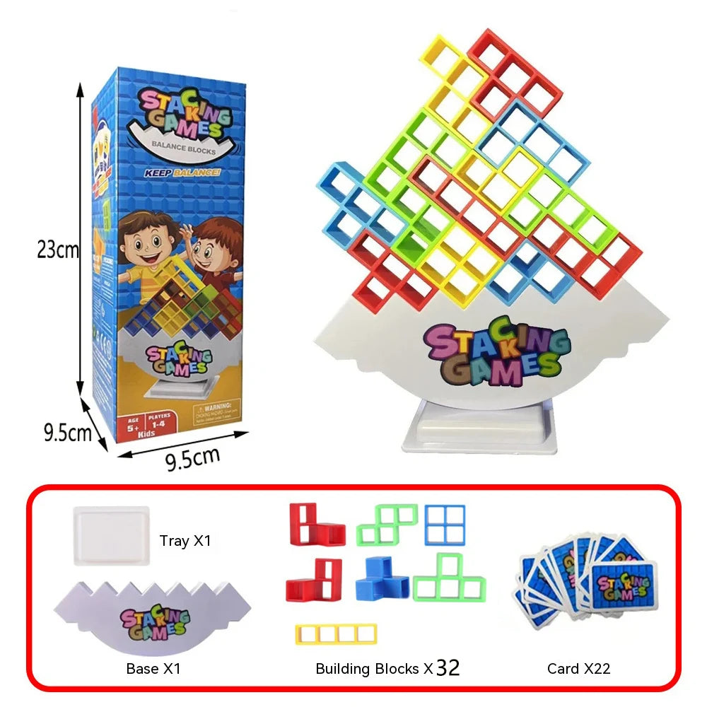 EZ Building Block Brick Toy Balance Stacked Tetra Tower Game Swing High Russian Building Blocks Stack Kid Desktop Toy