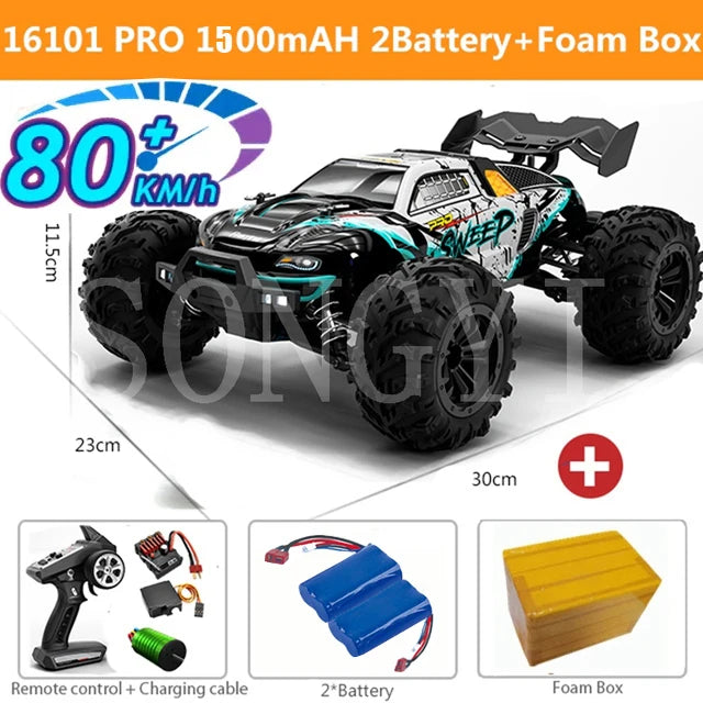EZ 50 or 80KM/H Rc Cars 1/16 Off Drift Road 4WD with LED 2.4G Waterproof Remote Control Monster Truck for Adults and Kids Toy Gift