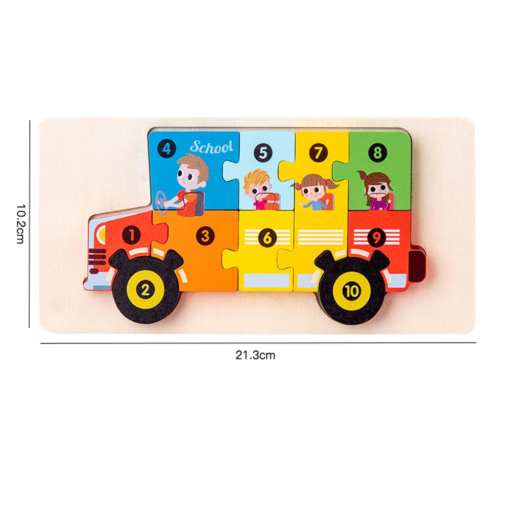 EZ High Quality 3D Wooden Puzzles Educational Cartoon Animals Early Learning Cognition Intelligence Puzzle Game For Children Toys