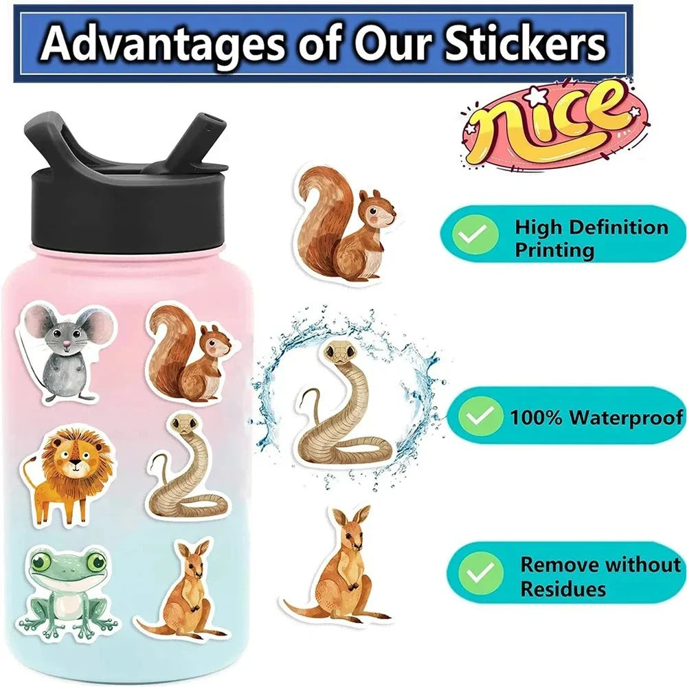 EZ 10/30/50pcs Cute Cartoon Childrens Book Paintings Animals Graffiti Stickers Laptop Phone Fridge Aesthetic Sticker for Kids Toys