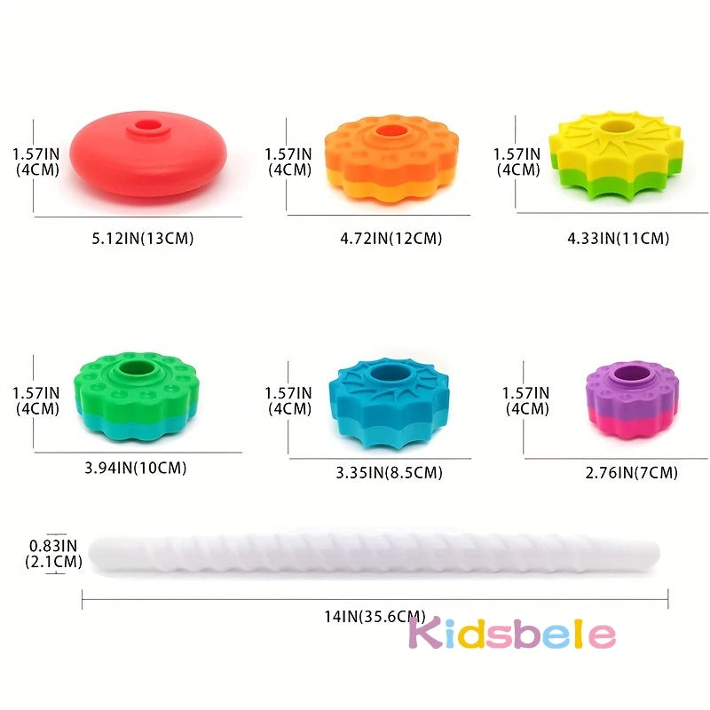 EZ Rotated Rainbow Spinning Stacking Toys Baby Early Education Puzzle Development Intelligence Ring Toy For Kids Boys Wheel For Kid