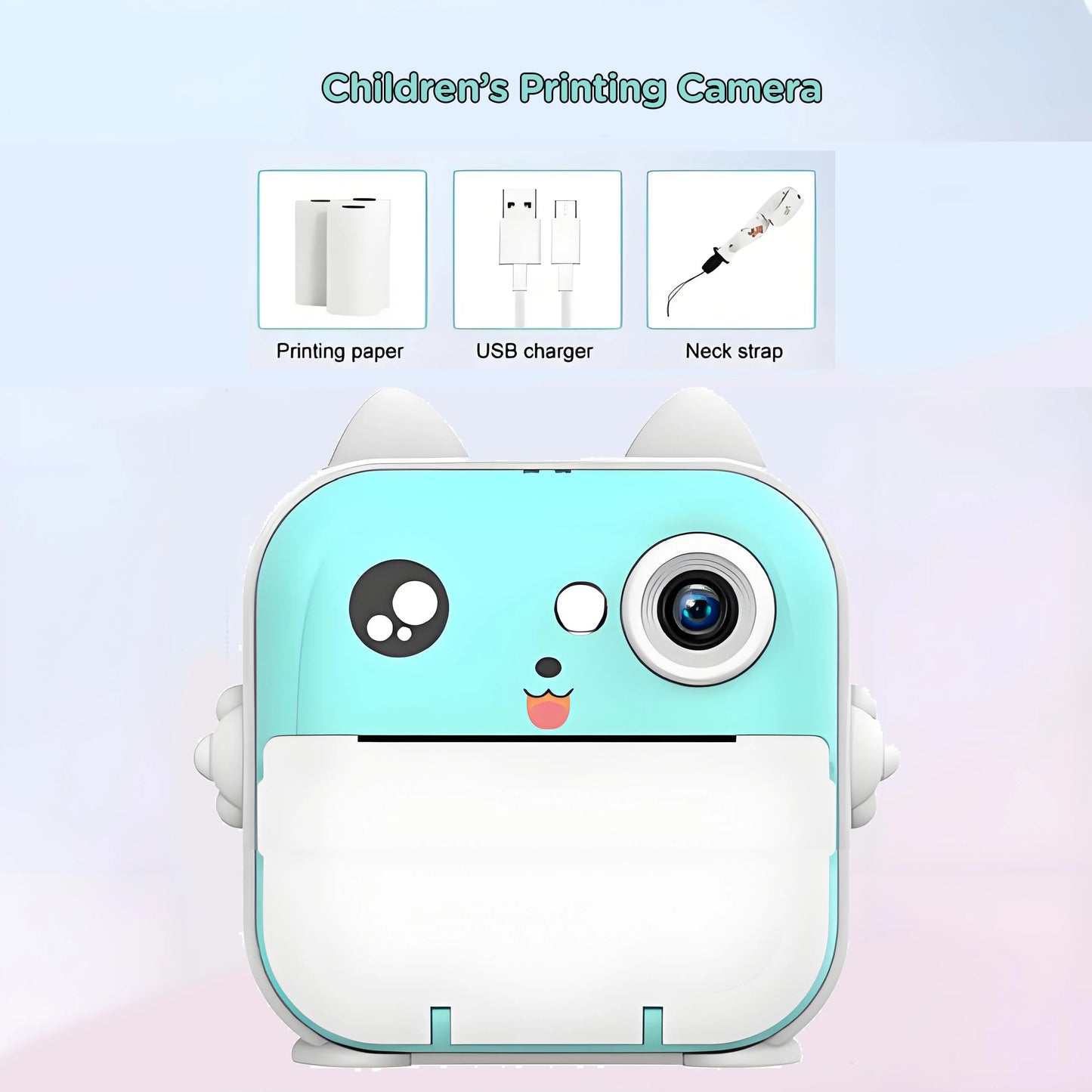 EZ Kdis Camera Instant Print Toy Photo Label Thermal Printing Photograph Video Digital Camera Print Toys for Boys Girls Gifts
