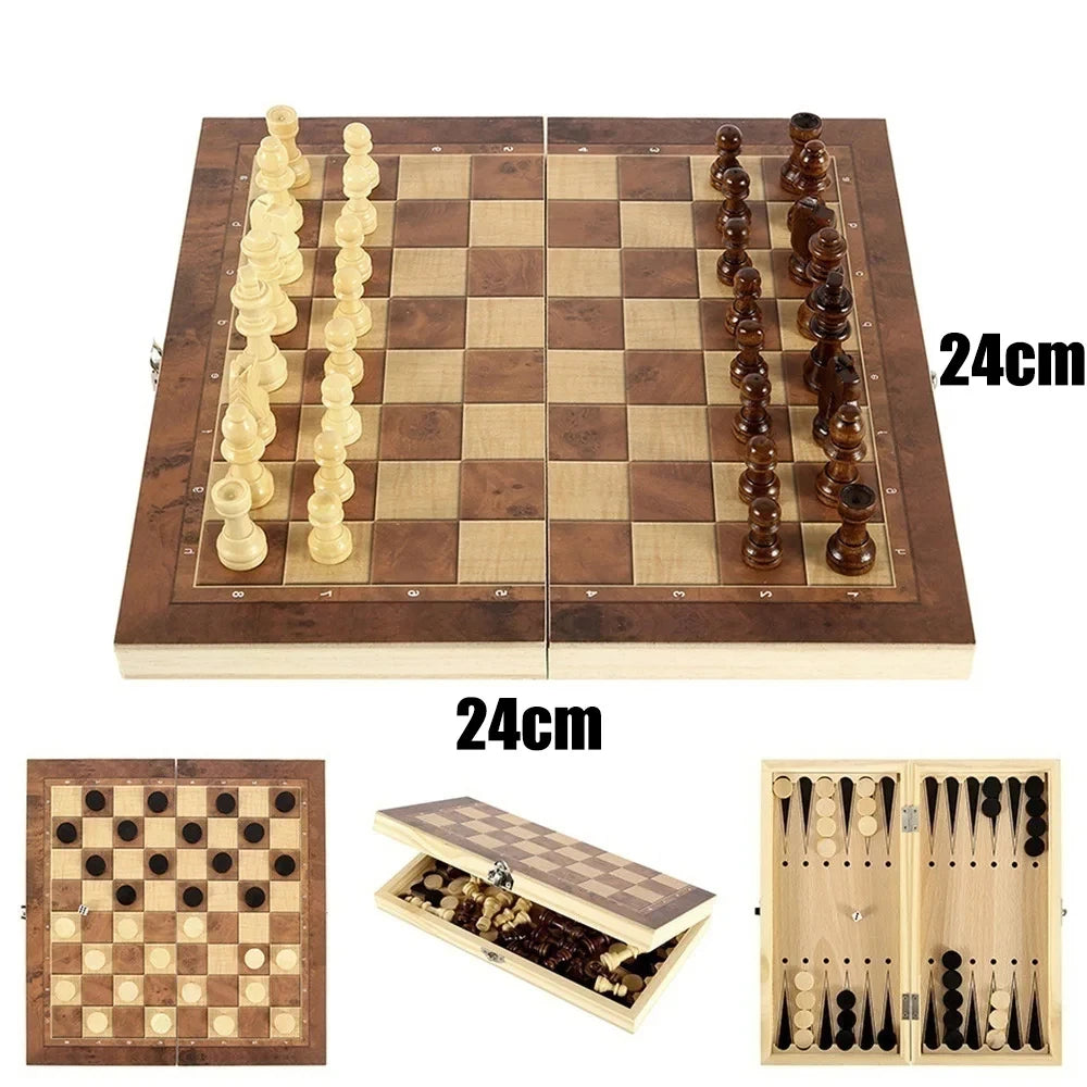 EZ 3 In 1 Board Party Table Games Dice Chess Backgammon Board Entertainment Travel Games Checkers Chess