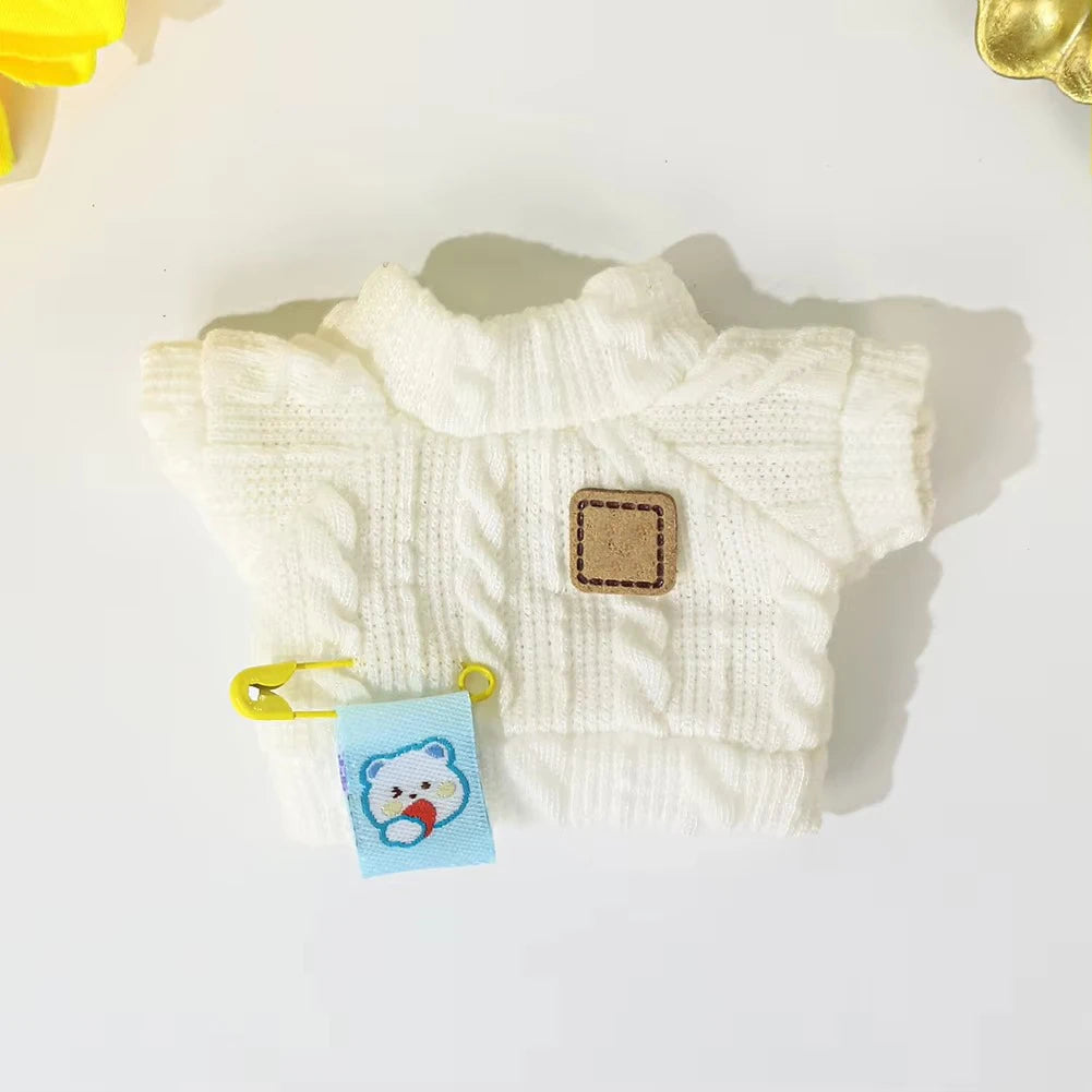 EZ Doll Clothes Ropa Labubu For 17cm Labubu V2 V1 Labubu Winter Sweater Strawberry Love Pattern Kid Toy Gift