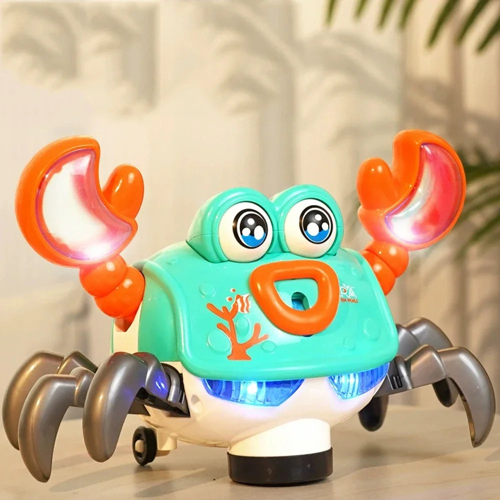 EZ NEW Crawling Crab Toy with Light and Music Auto Obstacle Avoidance Electronic Pet Interactive Toy For Baby Walking Crab Gifts