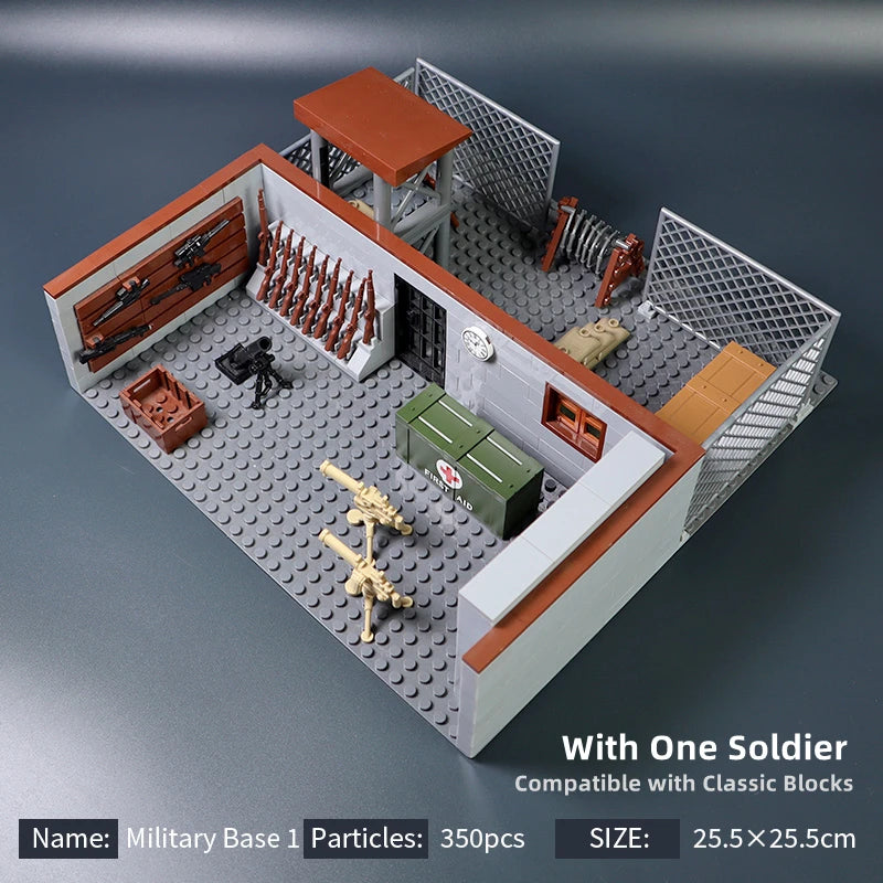 EZ MOC Military Base Building Blocks Weapons House Blocks Toys for Boys Compatible Classic Army Guns Accessories Bricks Kids Toys