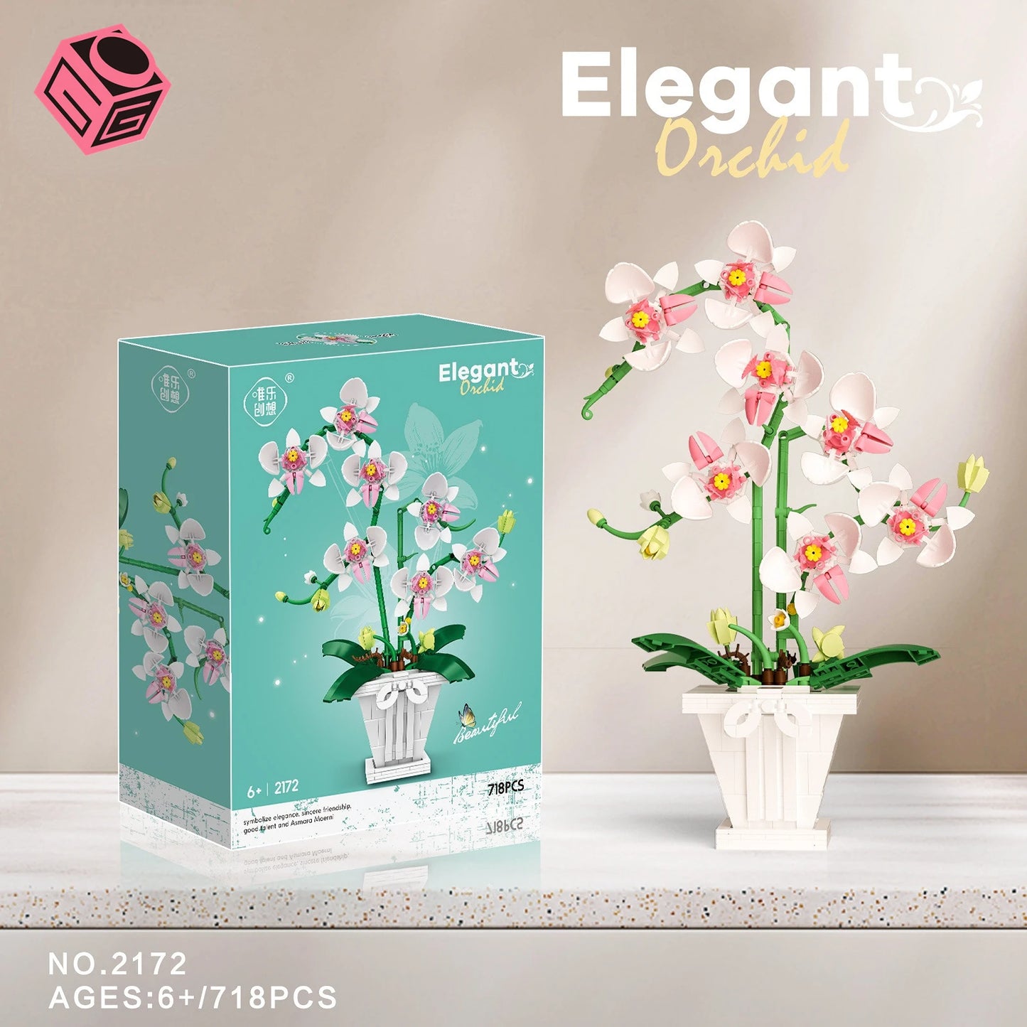 EZ Flowers Bouquet Orchid Building Blocks Bonsai Plant Model Bricks Artificial Romantic Home Decoration Toys Birthday Gift For Girl