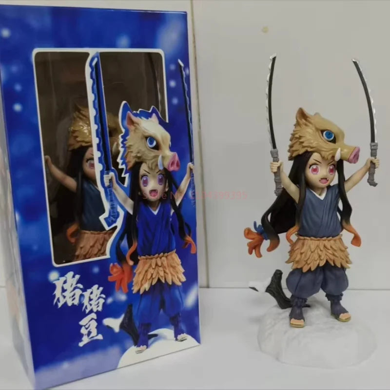 EZ 20cm Anime Demon Slayer Figure Kamado Nezuko Midouzi Cos Lnosuke Kimetsu Figurine PVC Decoration Statue Model Toys Gift