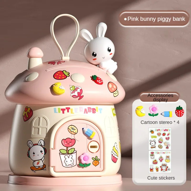EZ Children Cute Cartoon Mushroom Molding Piggy Bank 3D Stickers for Creative DIY Desktop Ornaments Key Protection Gifts for Kids