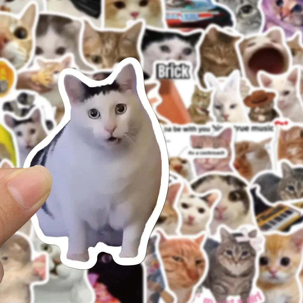 EZ 10/30/50pcs Creative Network Popular Funny Cat Meme Graffiti Stickers DIY Laptop Phone Case Cartoon Decoration Sticker Kids Toys