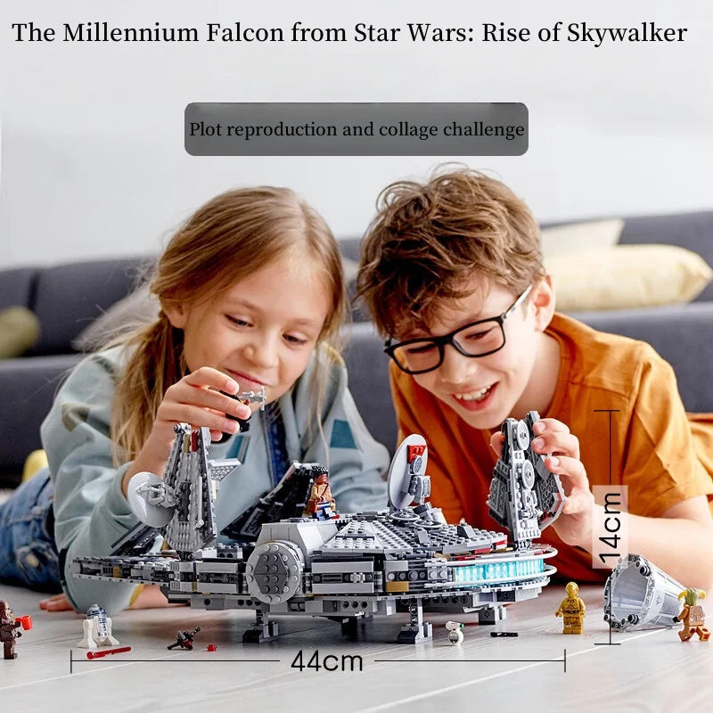 EZ In Stock 1381 Pcs Space Millennium War Ship Spacecraft Set Falcon Alien MINI 75105 Figure Model Building Blocks Bricks Toy Gift