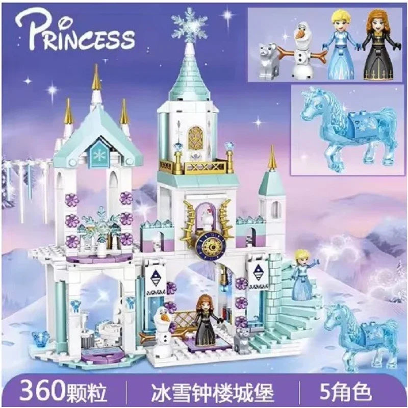 EZ Disney Frozen Princess Snow Castle Building Blocks Toys Sets Movies Educational Assembled Toys DIY Gifts For Girls