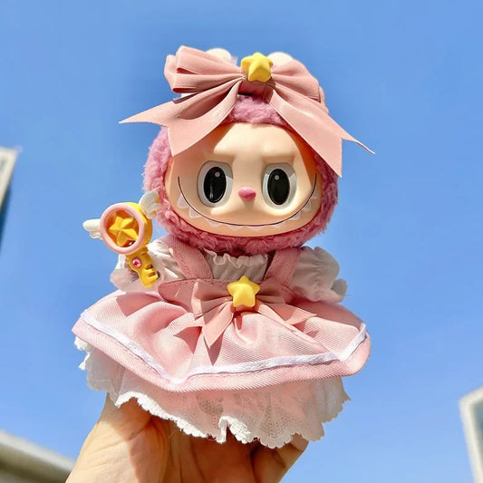 EZ For 3.0 labubu V1 V2 V3 Kawaii Sakura princess skirt dresss For Ropa 15/17cm Labubu Idol Dolls Skirt Doll Clothes Clothing