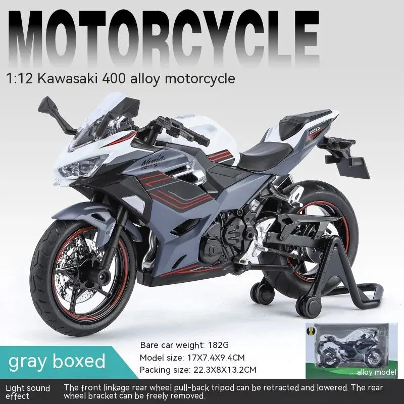 EZ 1:12 Kawasaki Motorcycle Die-cast Model - Sound & Light Effects - Authentic Details - Fun for Kids & Motorcycle Lovers