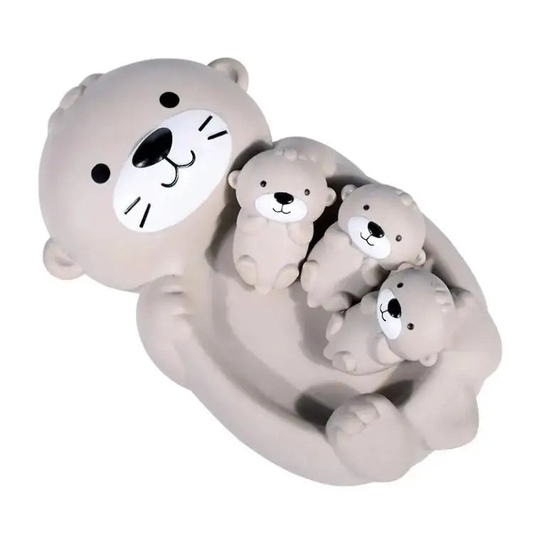 EZ Baby Bath Toys Stacking Bath Boat Toy Silicone Adorable Animal Finger Puppets for Children Interactive Floating Squeeze Toy Gift