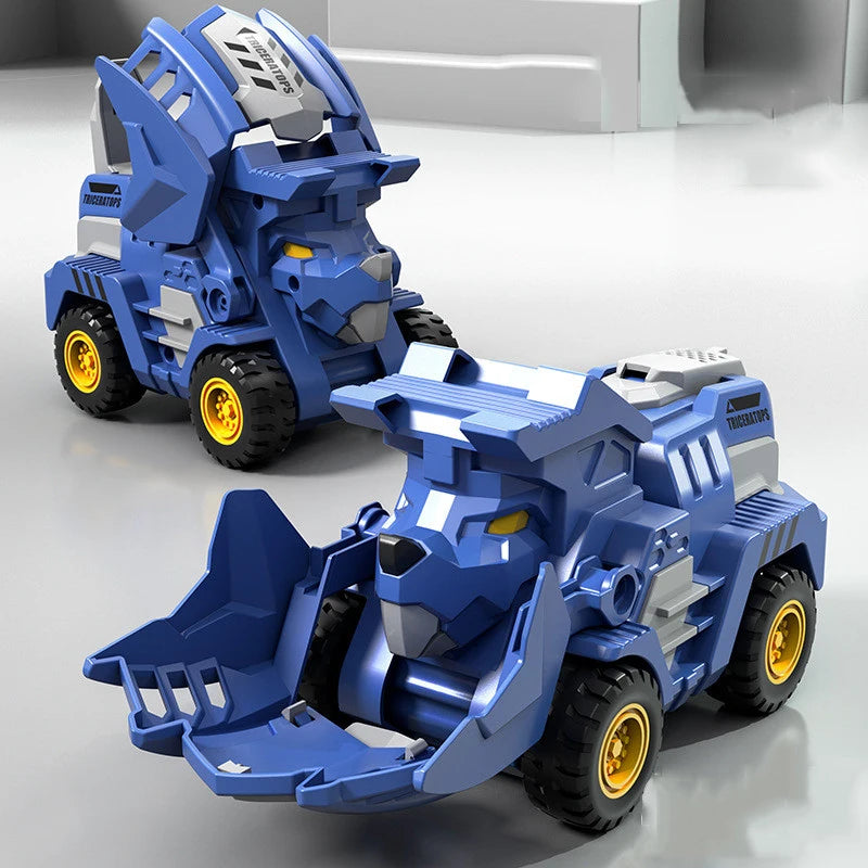 EZ 2 In 1 Transforming Dinosaur Car Deformation Toys Inertial Sliding Dino Automatic Transform Figures Robot Diecasts Toy Boys Gift