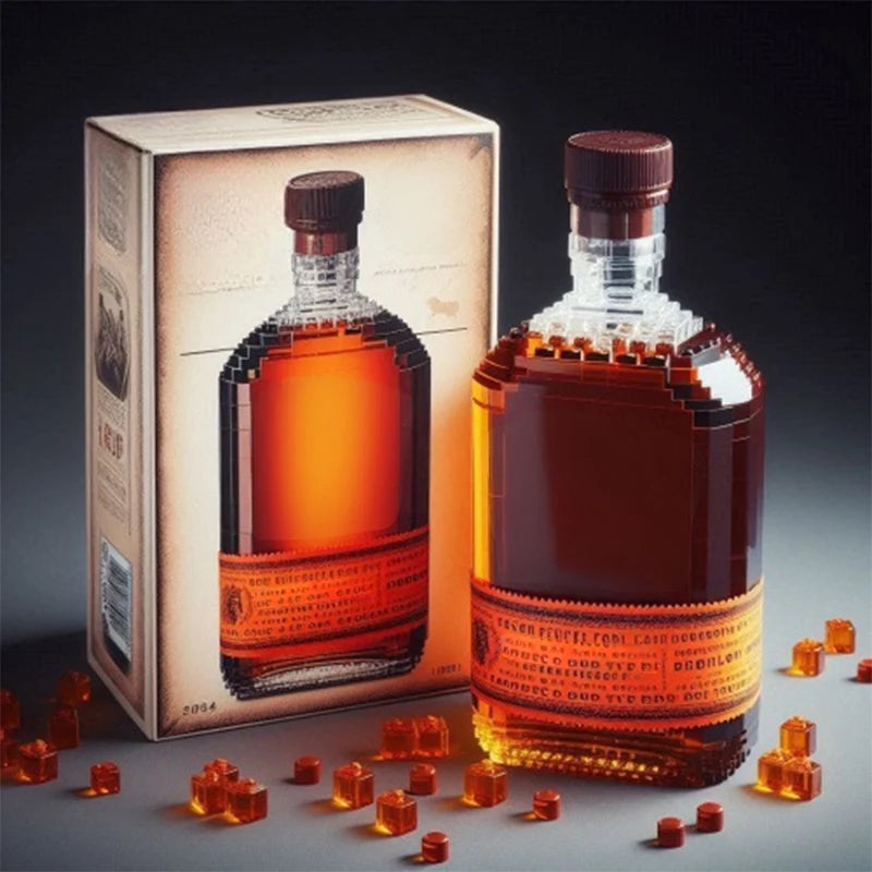 EZ 2025 NEW Building blocks whiskey bottle imported wine bottle decor set advanced wine cultural brick toy gift give friends
