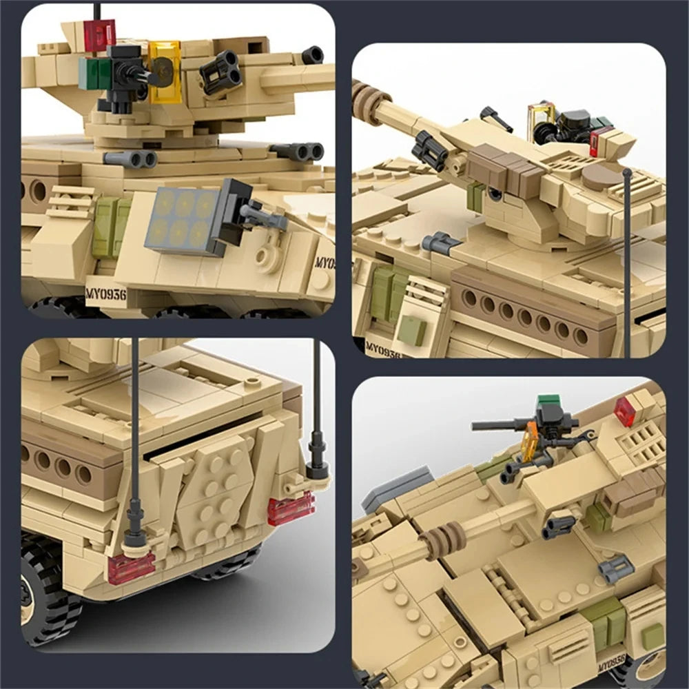 EZ World War 2 WW2 Army Military Soldiers SAWT M1128 Mobile Gun System Model Building Blocks Bricks Children'S Toys