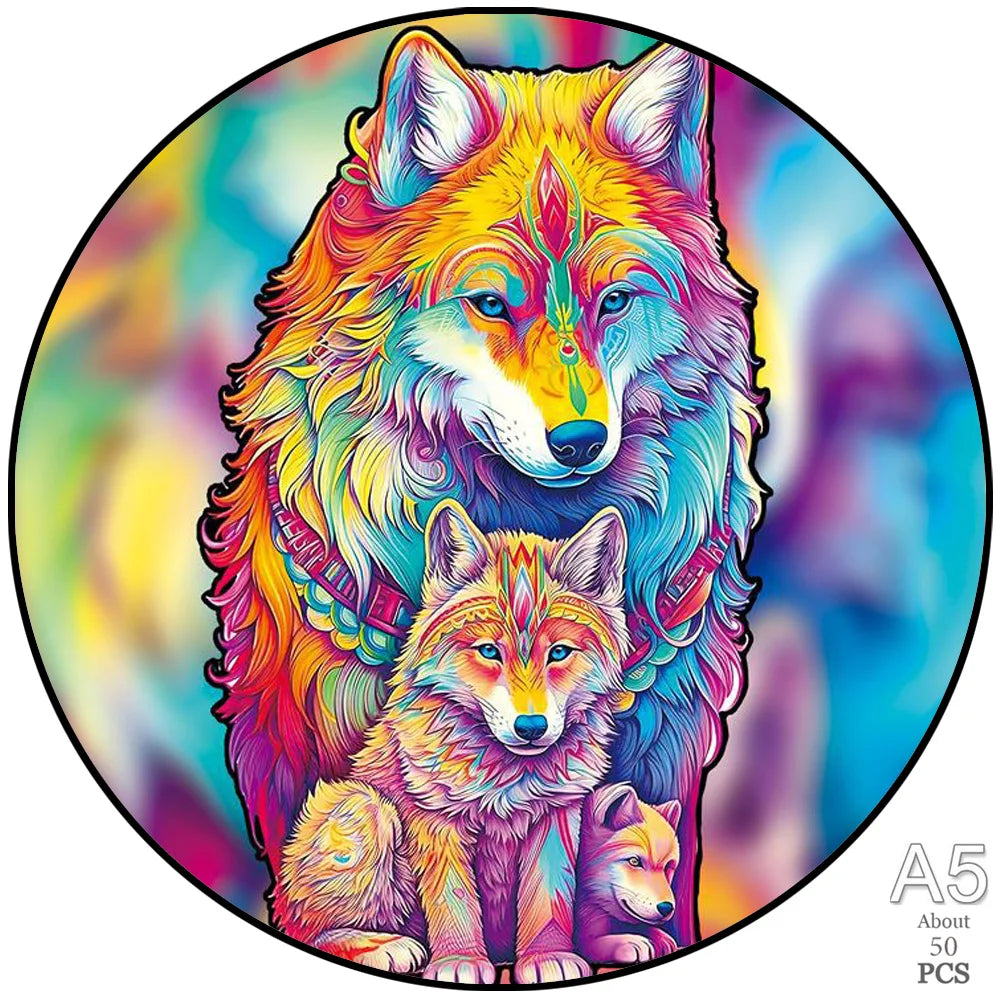 EZ Adult Animal Wooden Puzzle Round Peacock and Bird Wooden Puzzle Children's Puzzle Toy Festival Gift Fox Shape Jigsaw Puzzles