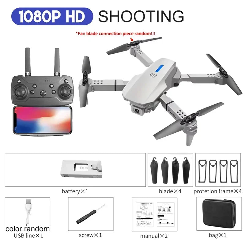 EZ E88 Professional Wide Angle RC Drone with HD 4K Camera, Foldable Helicopter Aircraft