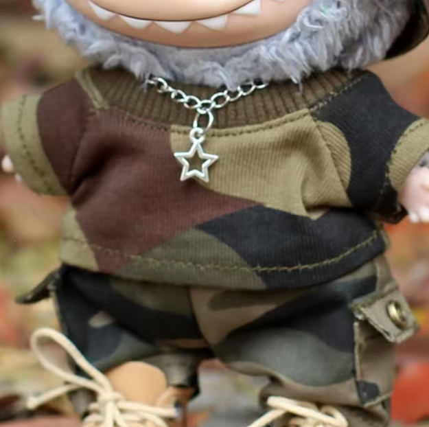 15/17cm Labubu Doll Camouflage Suit Set Stylish Shirts with Color Match Jeans for Ropa Labubu Accessories